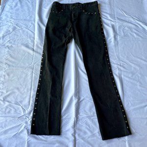 Vintage 90s Lip Service Black Stretch Jeans Studded Punk Goth Raw Hem Size 34